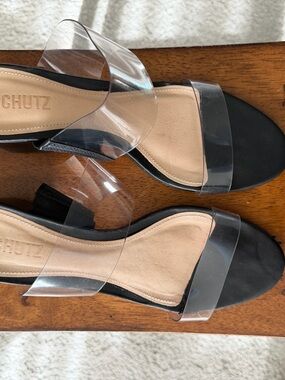 SCHUTZ Victorie Black Block Heel Sandals